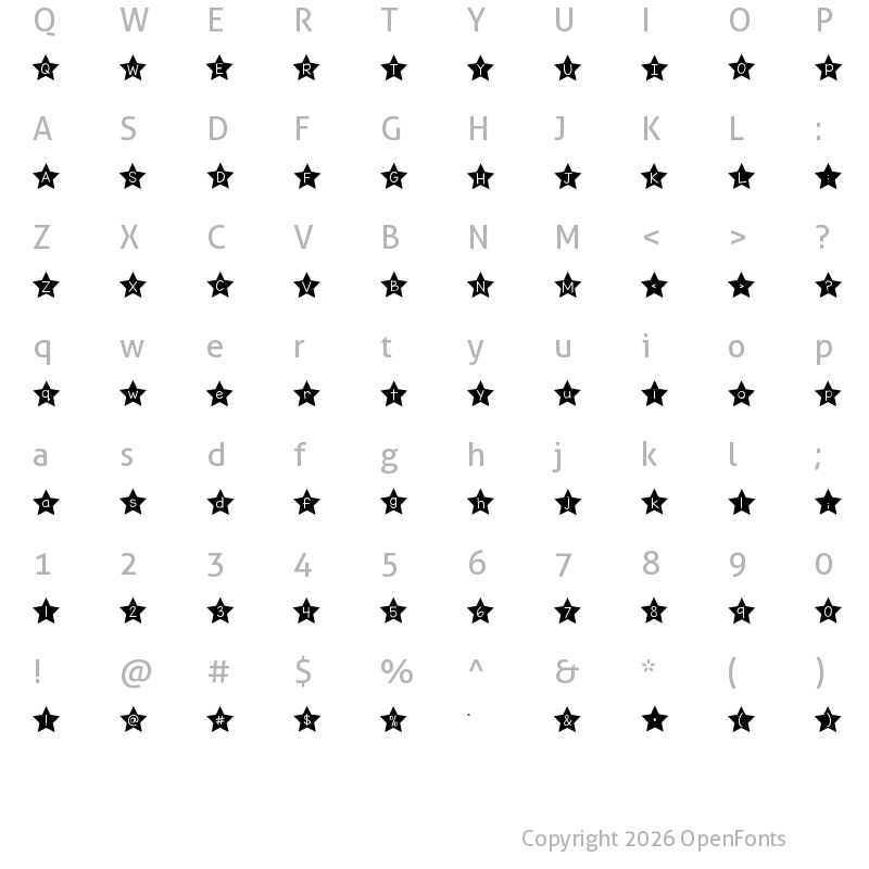 Character Map of KG All of the Stars Regular
