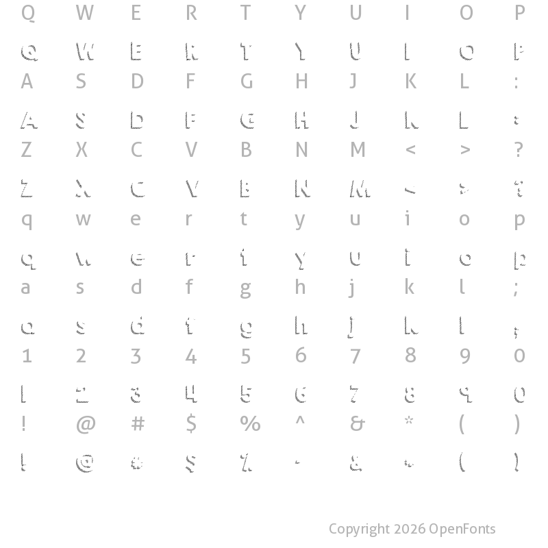 Character Map of KG HAPPY Shadows Regular