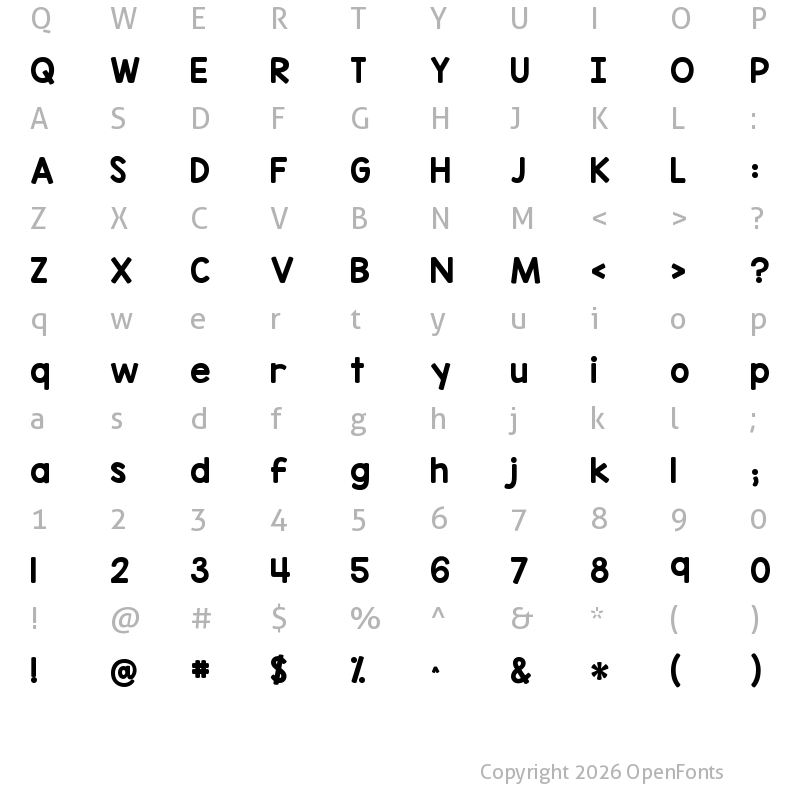 Character Map of KG Red Hands Regular