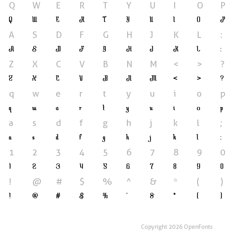Character Map of Khalliban Regular