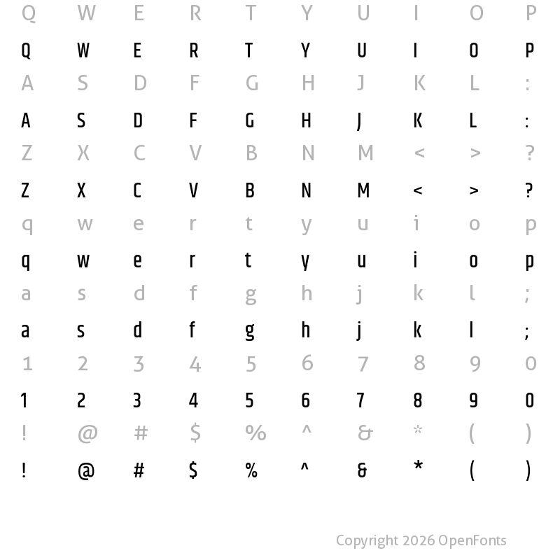 Character Map of Khand Medium