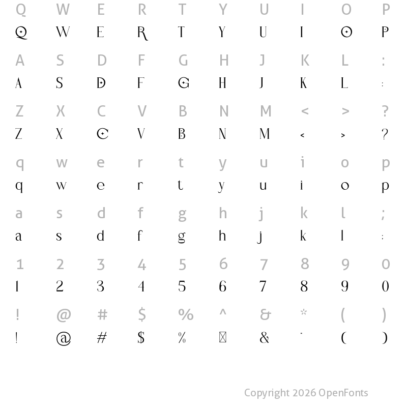 Character Map of Khayla Almira Regular