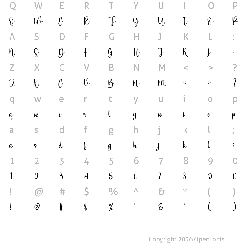 Character Map of Kichenset Regular