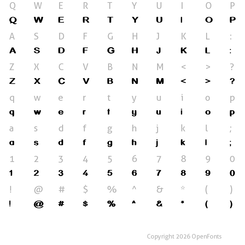 Character Map of Kick Assinger Regular