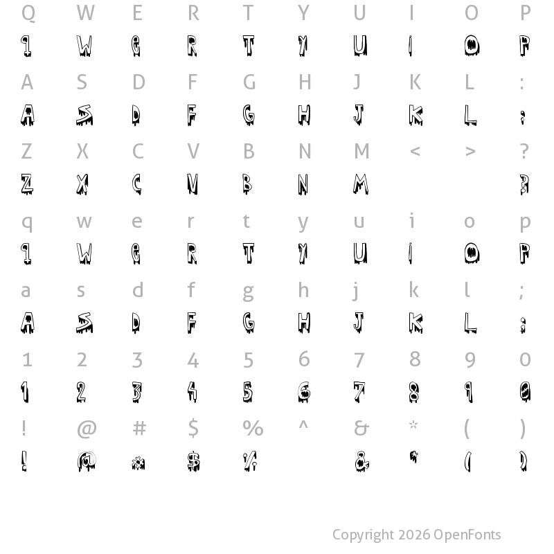 Character Map of Kid nightmare Regular