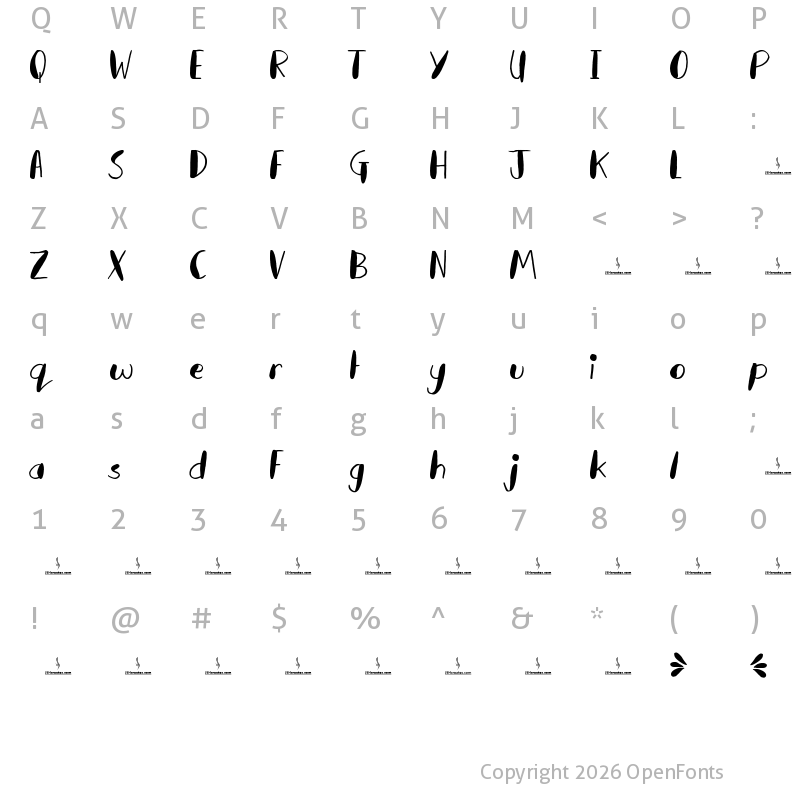 Character Map of Kid Splash Personal Use Regular