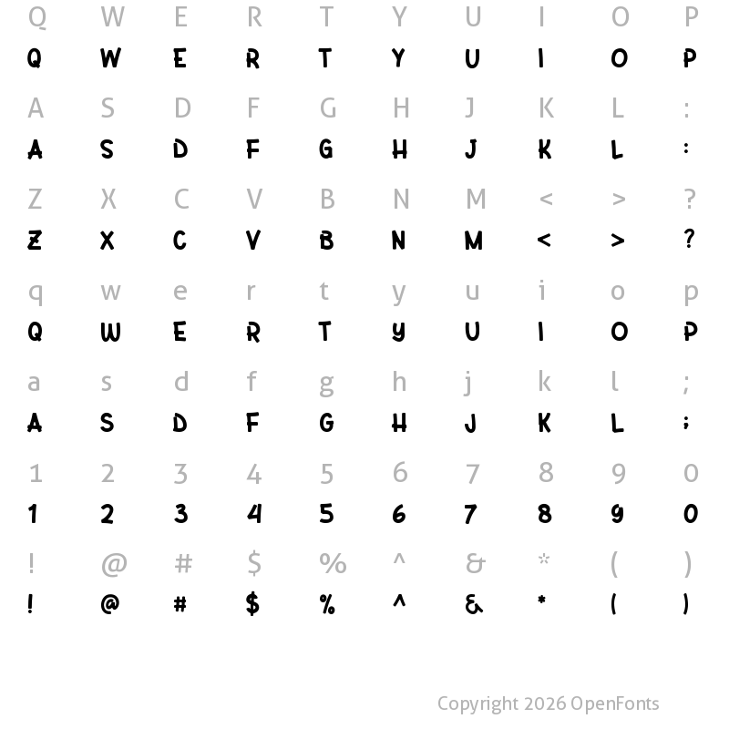 Character Map of Kiddy Play Regular