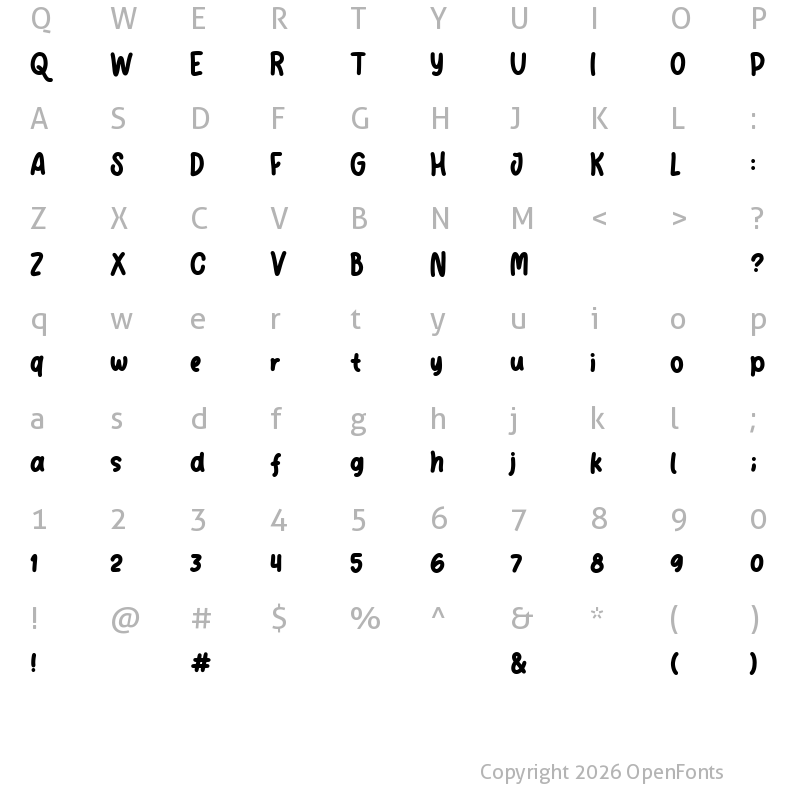 Character Map of Kidos Park Regular