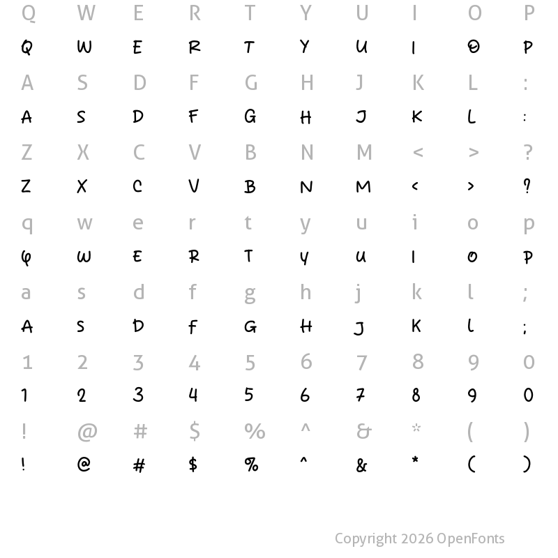 Character Map of Kids Ballad Regular