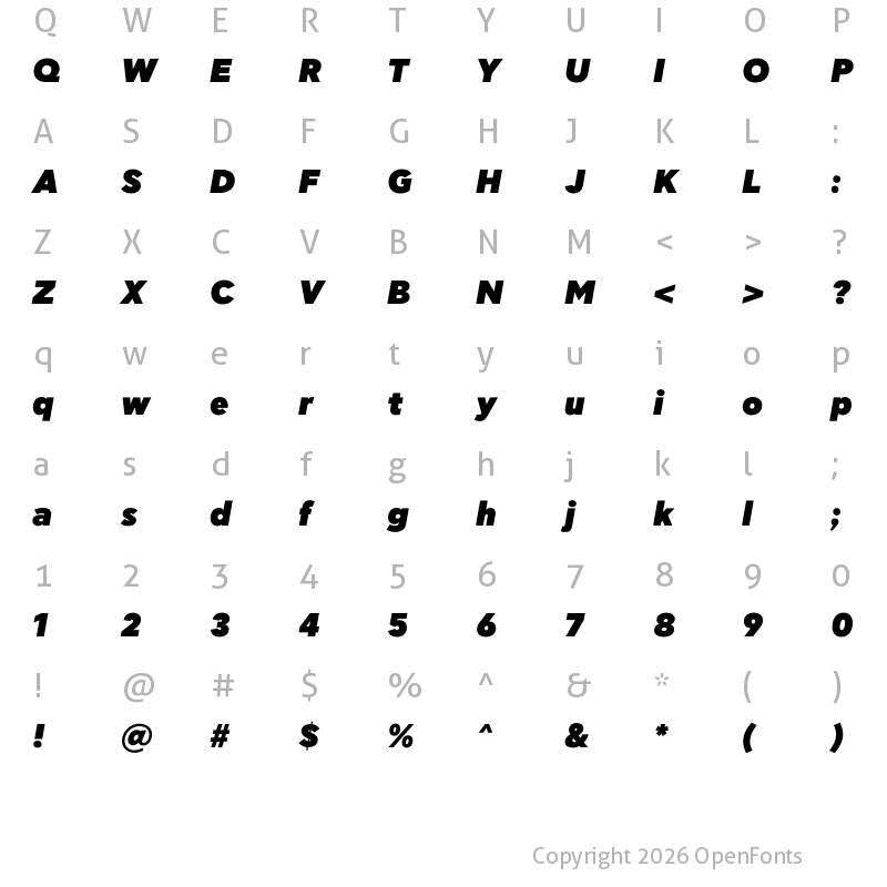 Character Map of KIDS Rikai Ultra Italic