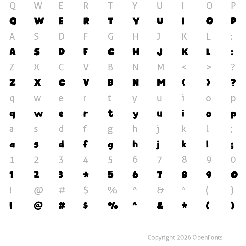 Character Map of Kids Rock DEMO Regular