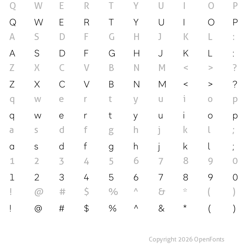 Character Map of KIDS Text Light