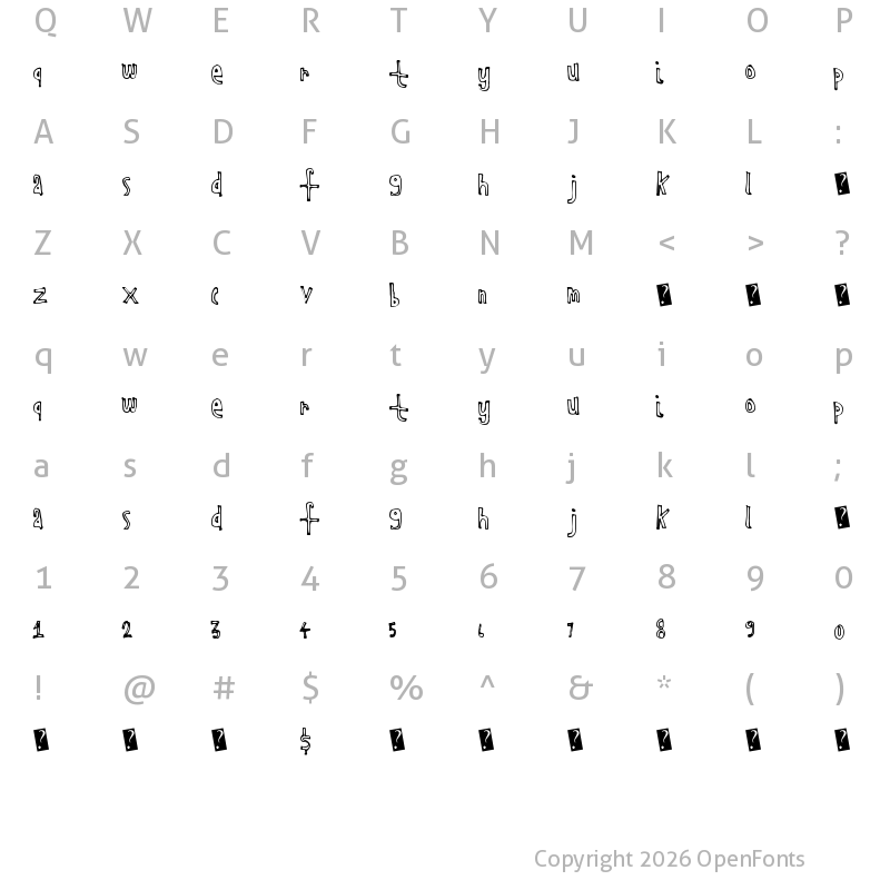 Character Map of KidsOutline Regular