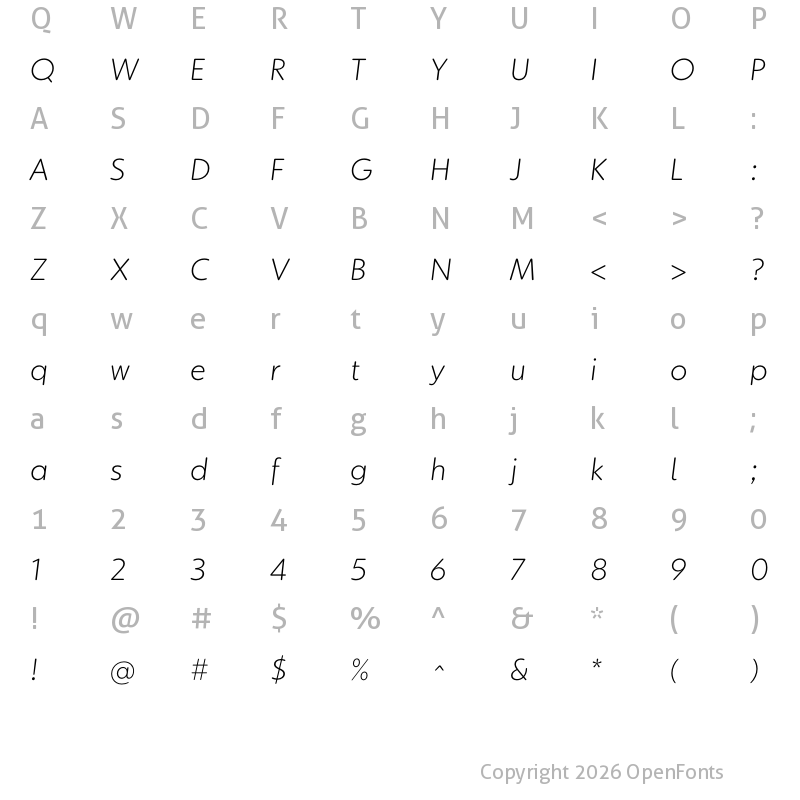 Character Map of KIDStip Rounded Light Italic