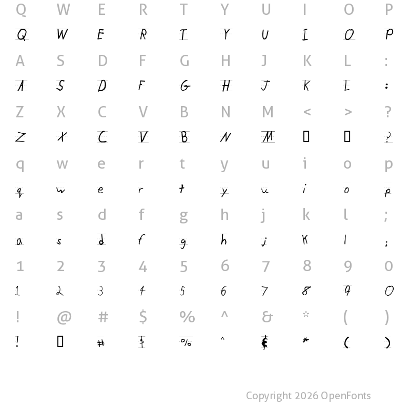 Character Map of KidTYPERuled Regular
