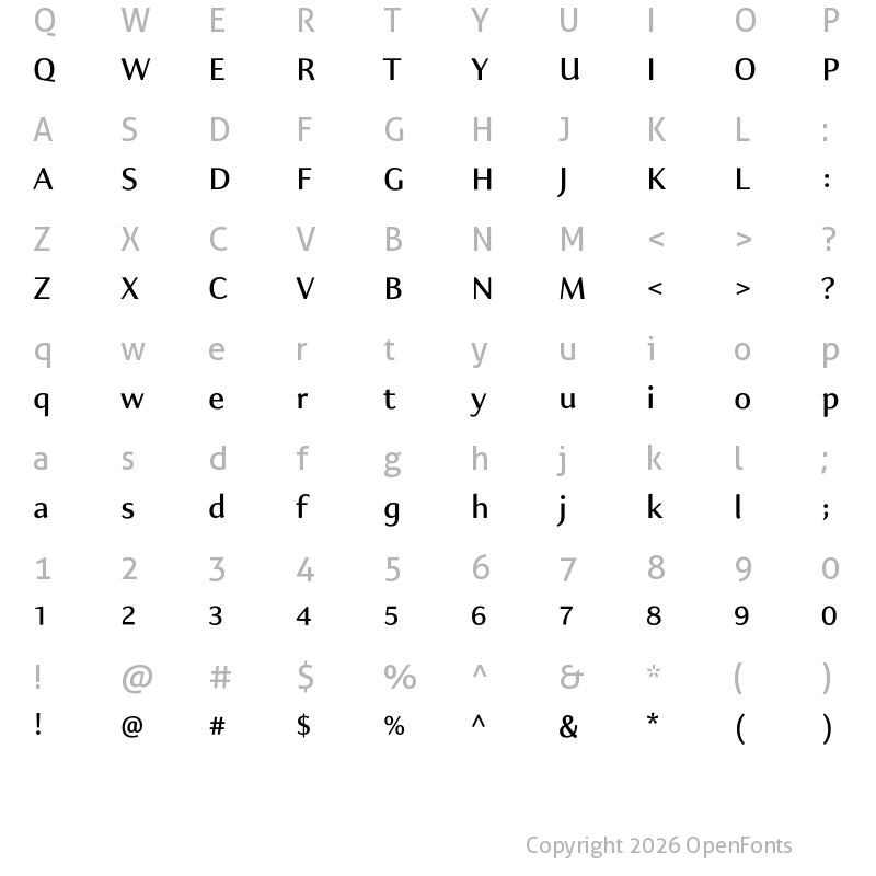 Character Map of Kigelia Arabic Semibold