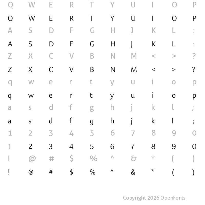 Character Map of Kigelia Tifinagh Regular