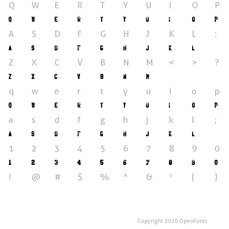 Character Map of Kill Em All Regular