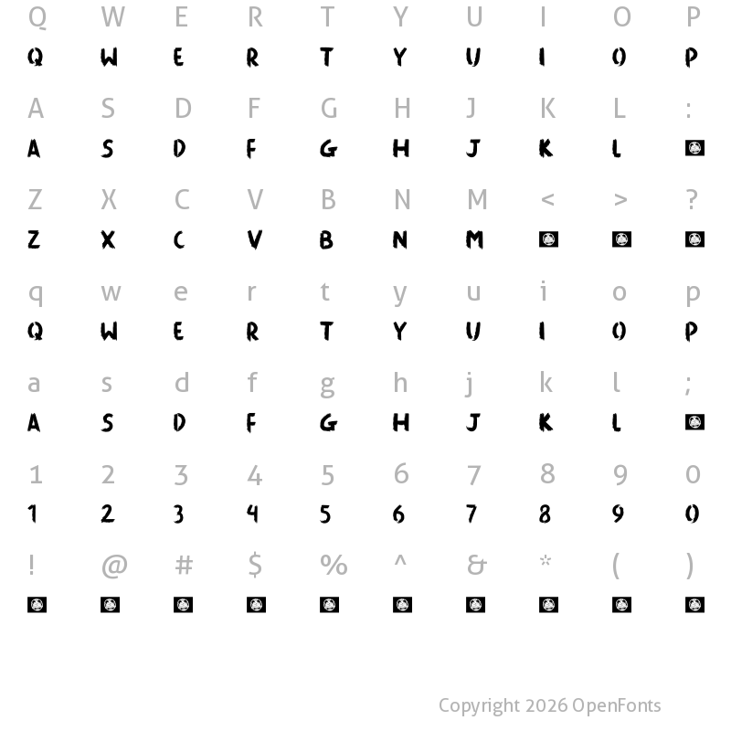 Character Map of Killing The Moon Regular