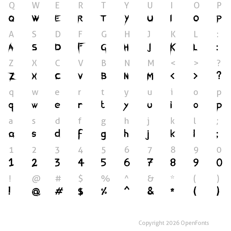 Character Map of KillingFont Regular