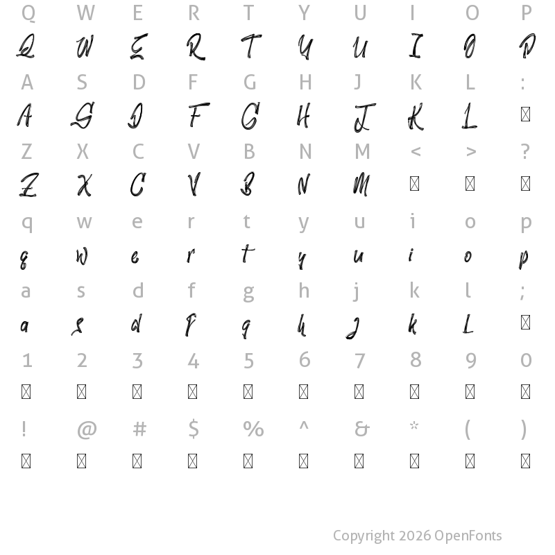 Character Map of KillingOni Demo Regular