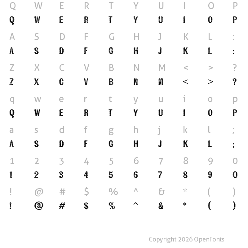 Character Map of Kiln Sans Spiked