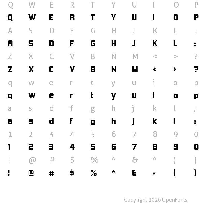 Character Map of Kimberley Regular