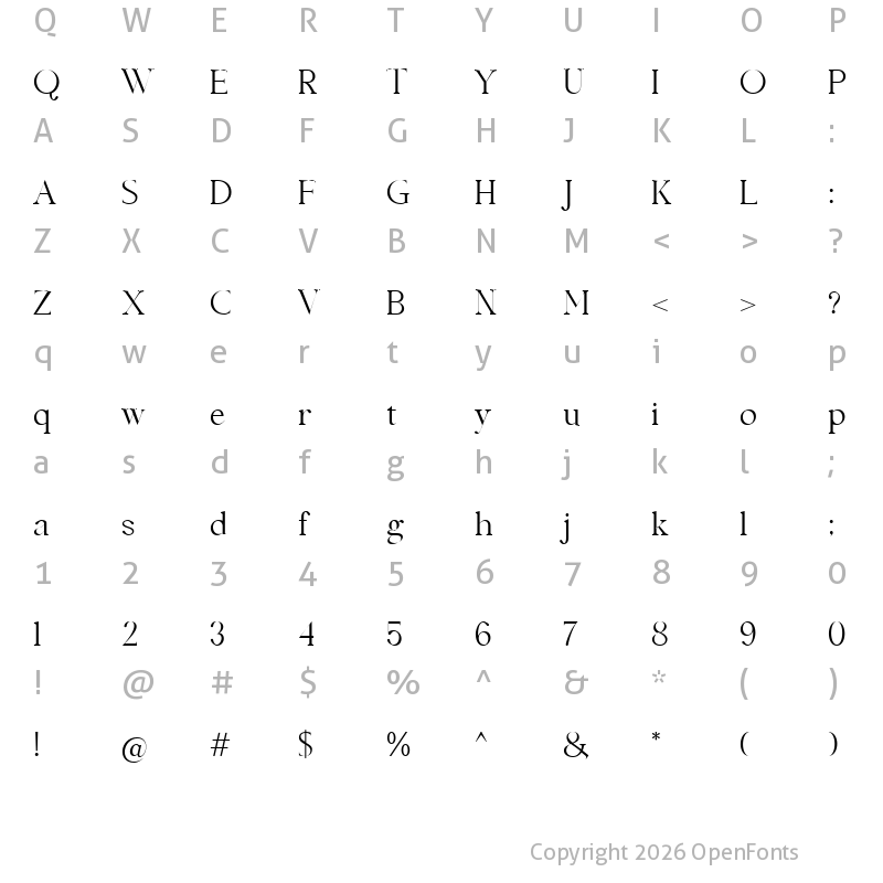 Character Map of Kimberlie Display Regular