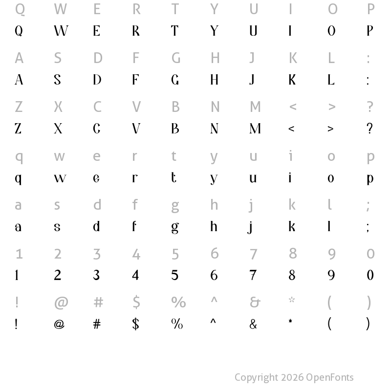Character Map of Kimburgery Regular