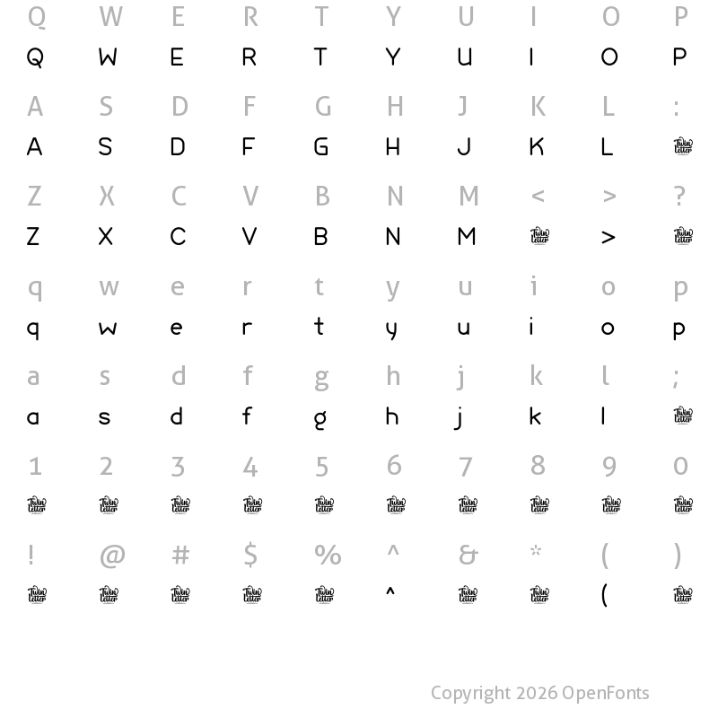 Character Map of KIMORA Personal Use