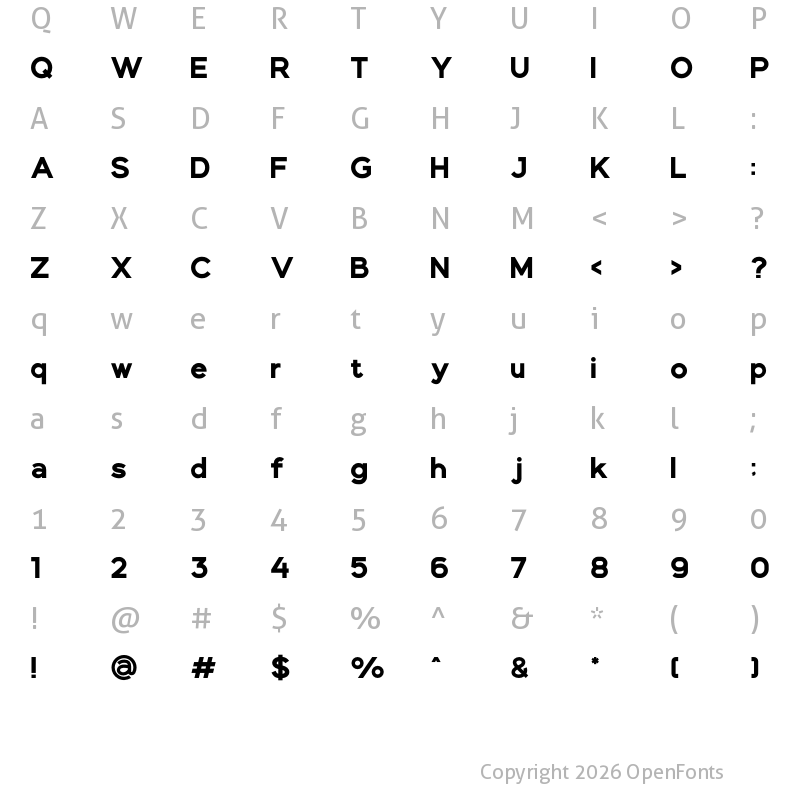 Character Map of Kincrev Bold