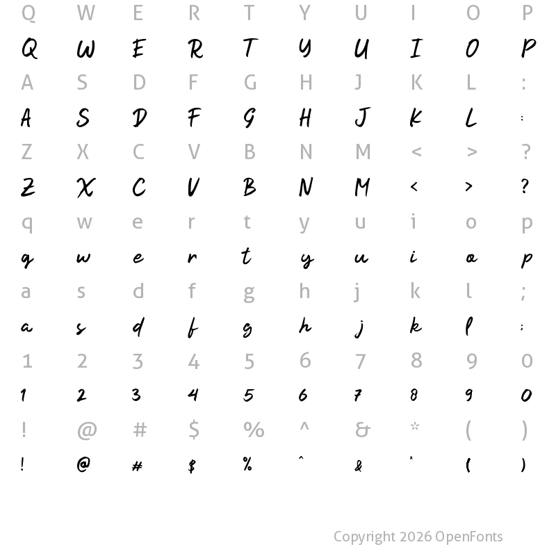 Character Map of Kindson Regular
