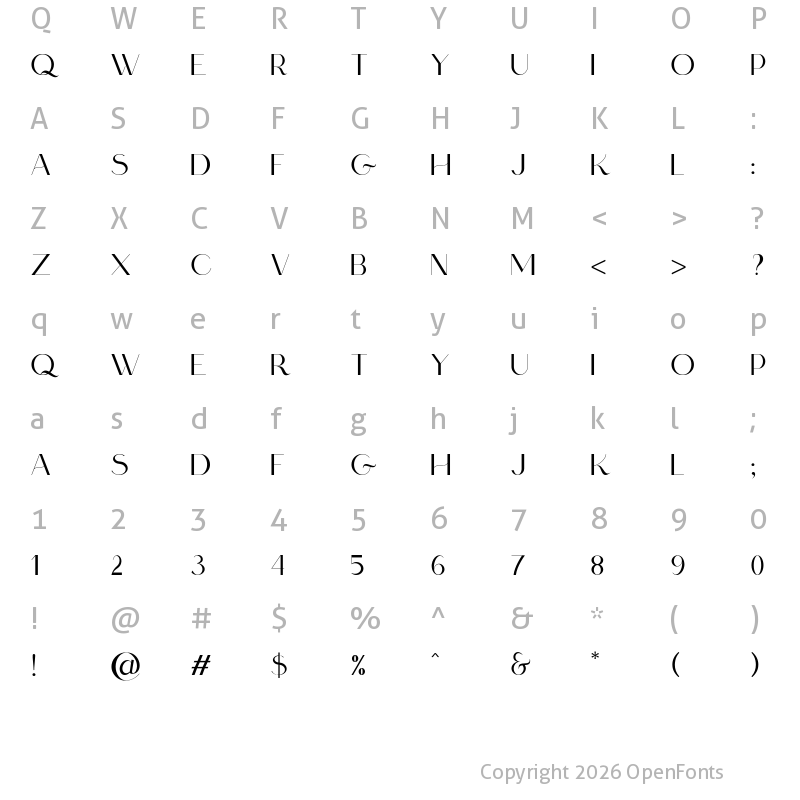 Character Map of king graphics (Demo) Regular