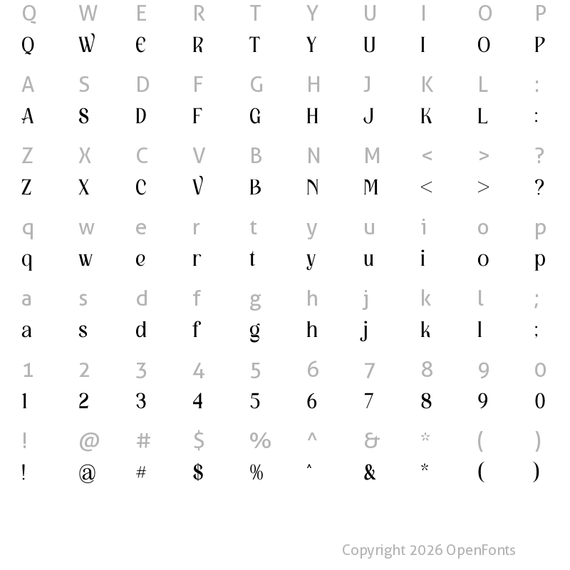 Character Map of Kingdom Estella Serif Regular