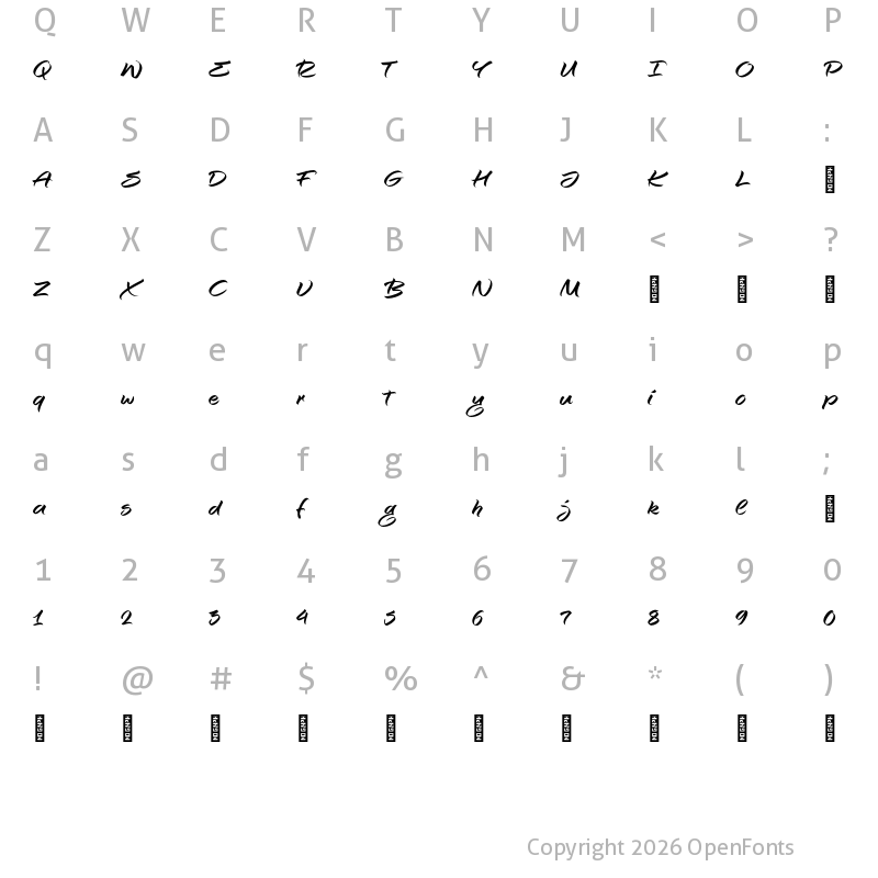 Character Map of Kingfisher Demo Regular