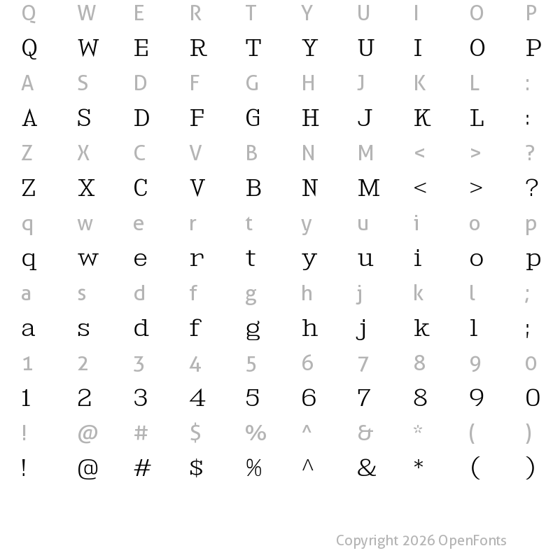Character Map of Kingsbridge Expanded Light