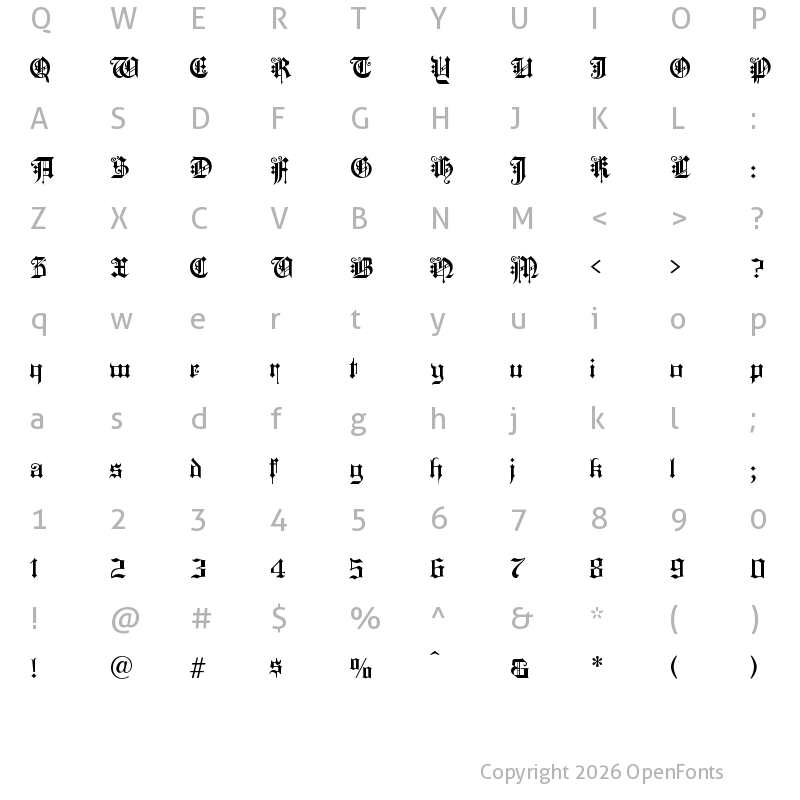 Character Map of KingsCross Regular