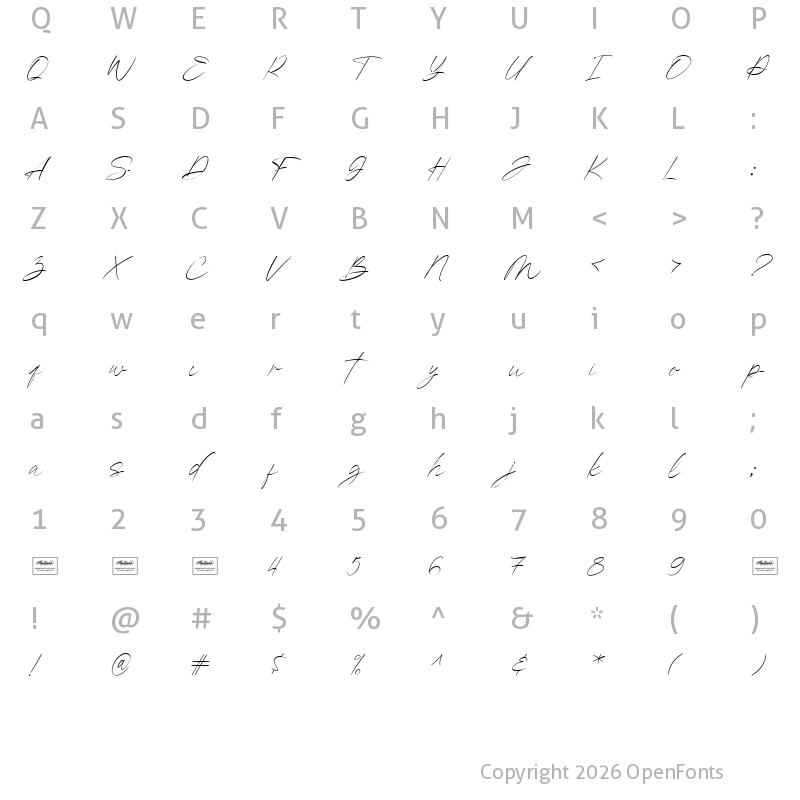 Character Map of Kingston Signature Regular