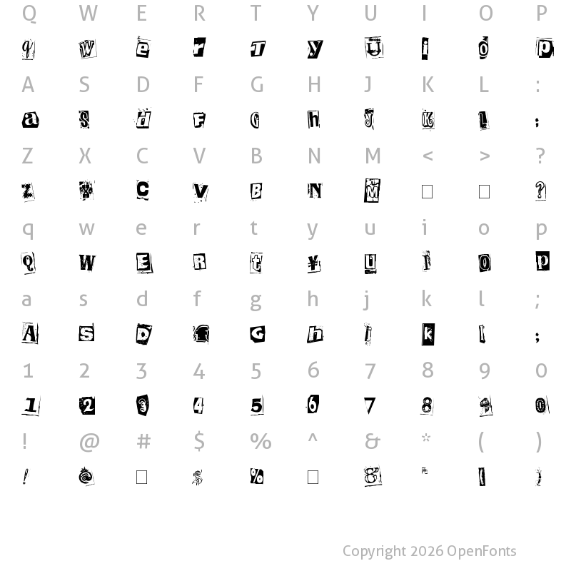Character Map of Kingthings Extortion Regular