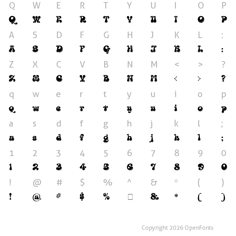 Character Map of Kingthings Lickorishe Regular