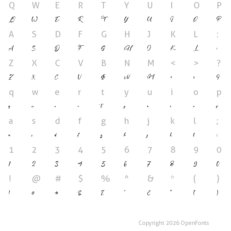 Character Map of Kingwood Regular