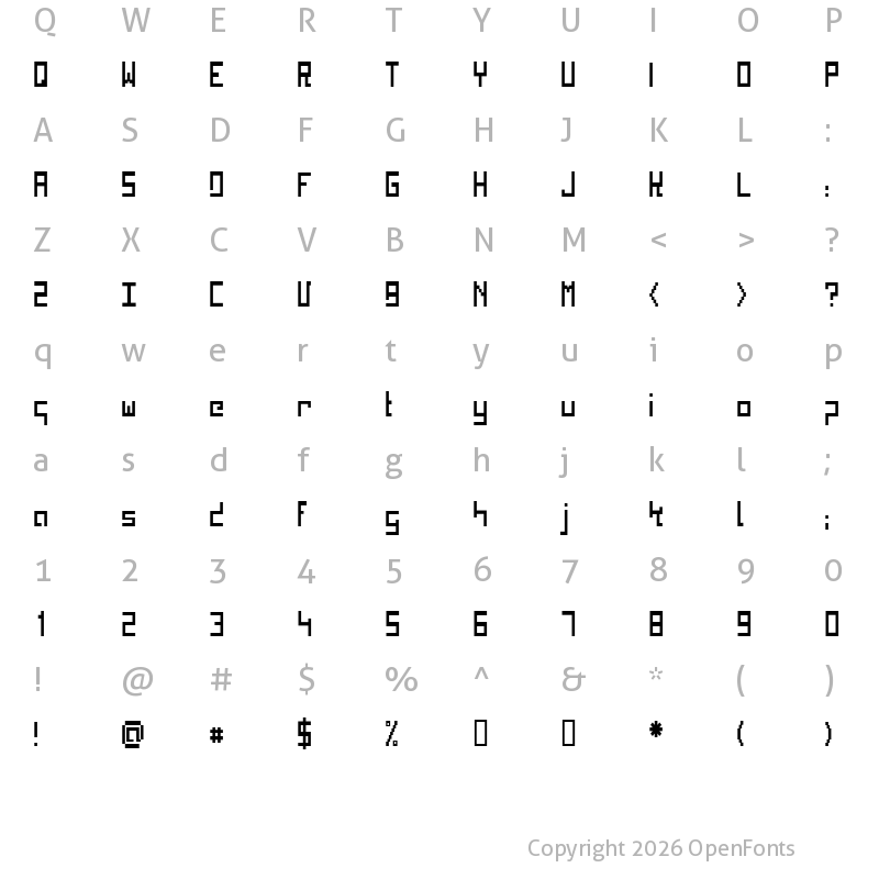 Character Map of Kinkub flat Condensed