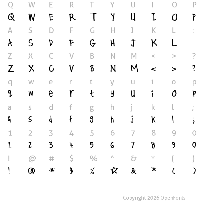 Character Map of Kirby Regular