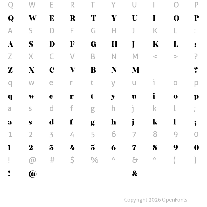 Character Map of Kisba Nova Headline Test Black