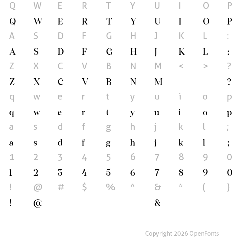 Character Map of Kisba Nova Headline Test Regular