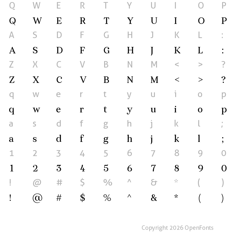 Character Map of KisbaNovaText-Regular Regular