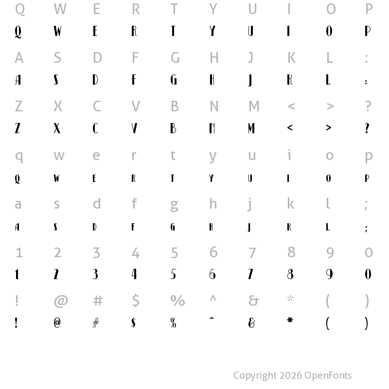 Character Map of Kismet NF Regular
