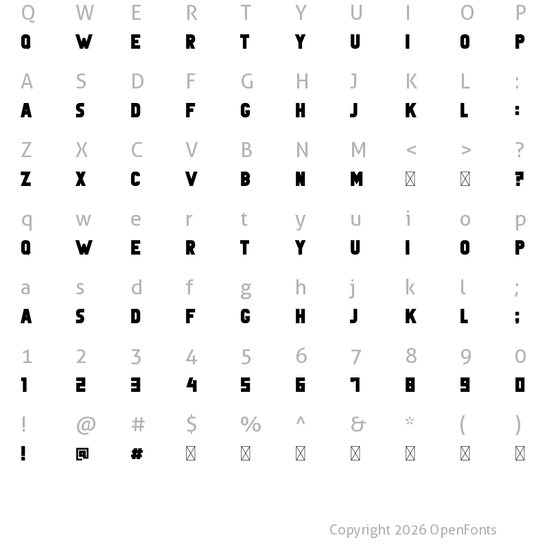 Character Map of Kitchen Bold