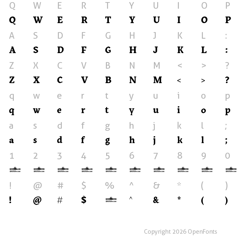 Character Map of Kitsch Text Trial Bold