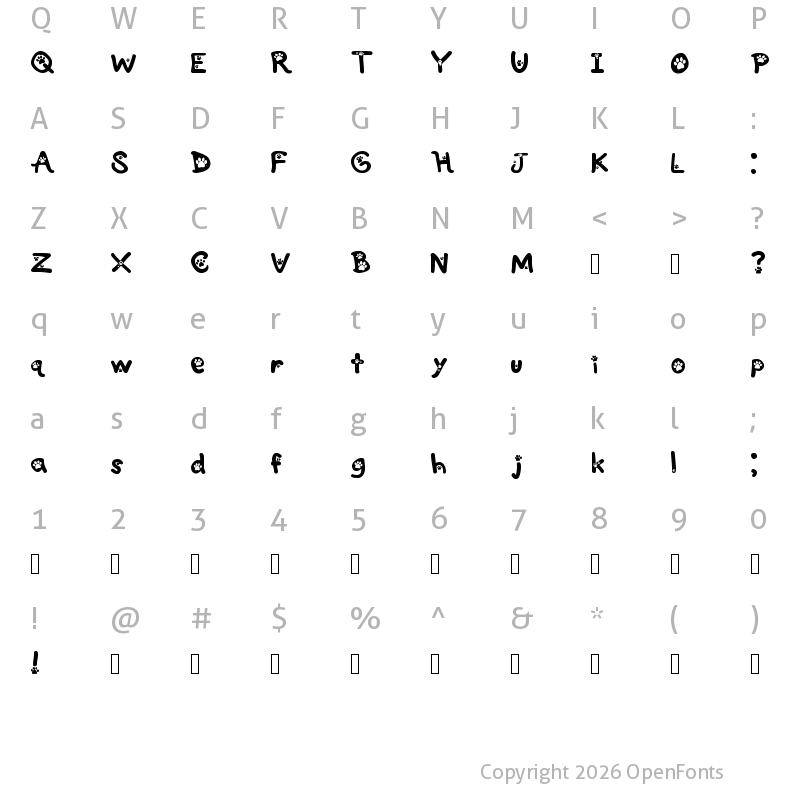 Character Map of Kitten Paws Regular